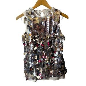 Never Fully Dressed Silver payette sequined top